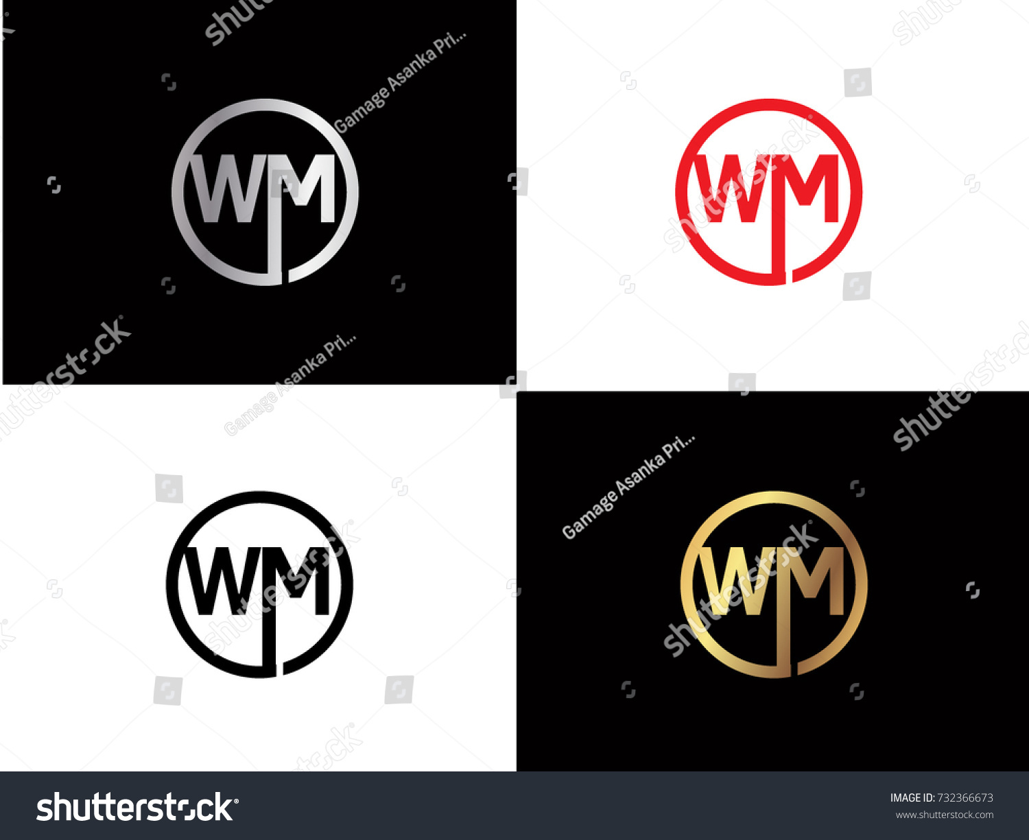 Wm Logo Letter Design Vector Red Stock Vector (Royalty Free) 732366673