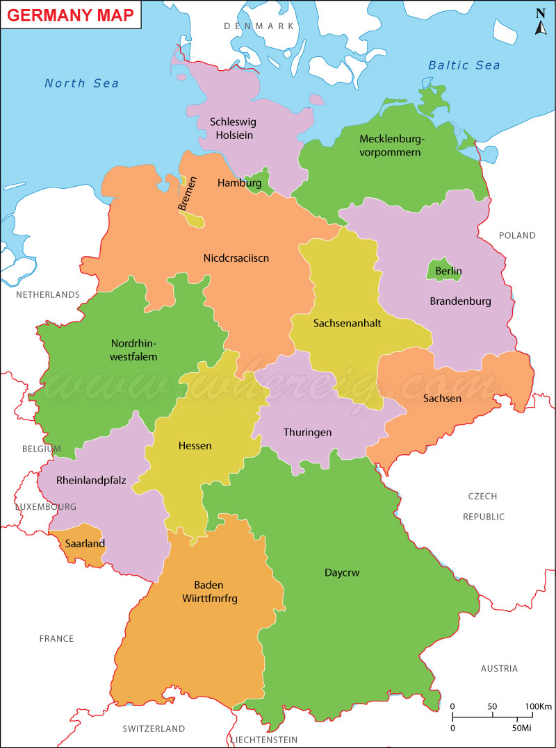 Political Map Of Germany With Cities - United States Map