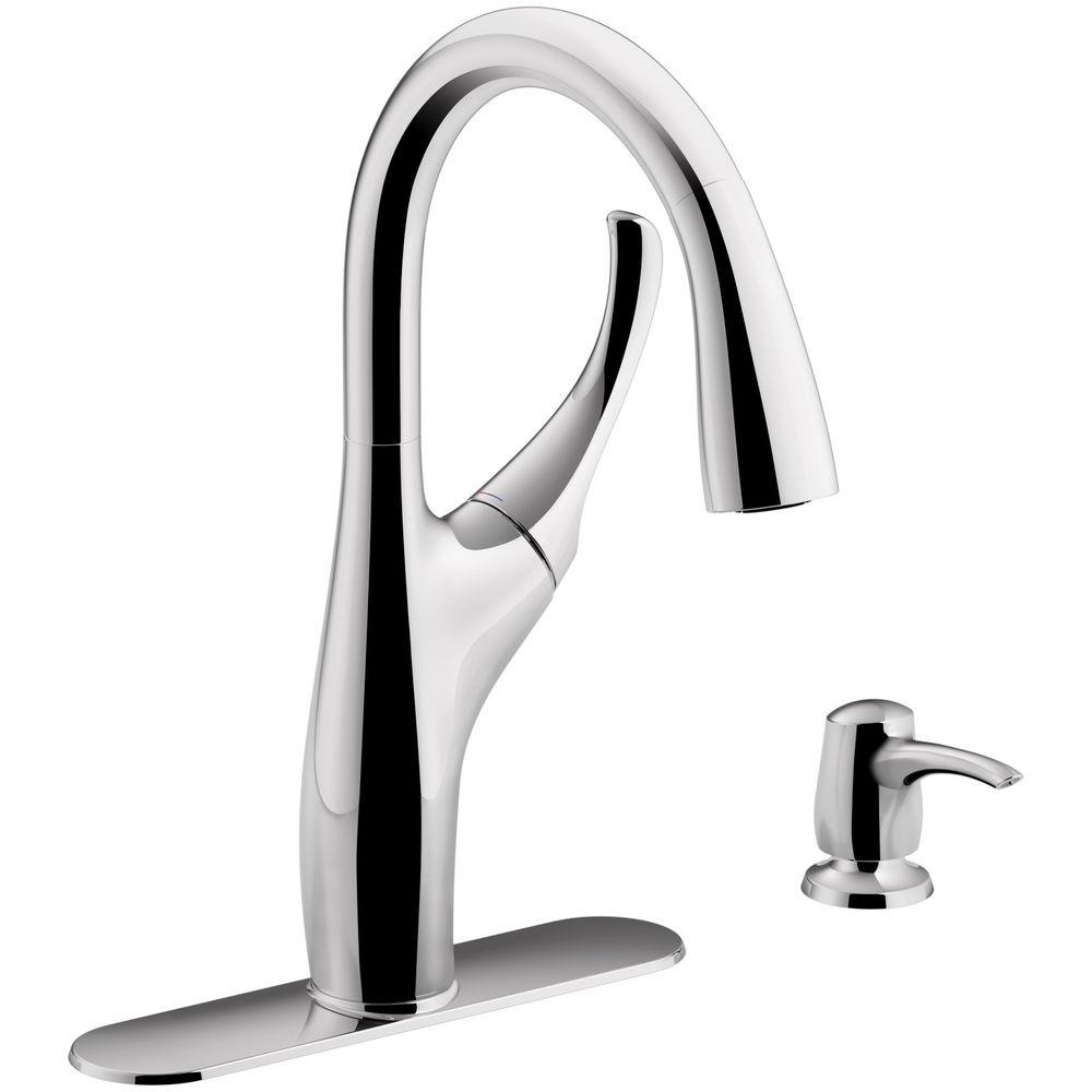 KOHLER Mazz Single-Handle Pull-Down Sprayer Kitchen Faucet in Polished