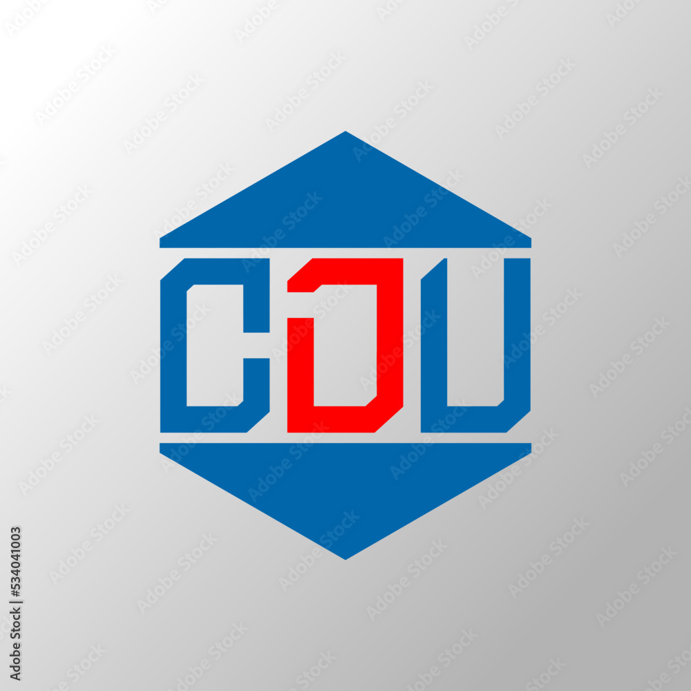 CDU hexagon vector logo template on white background. CDU polygon logo